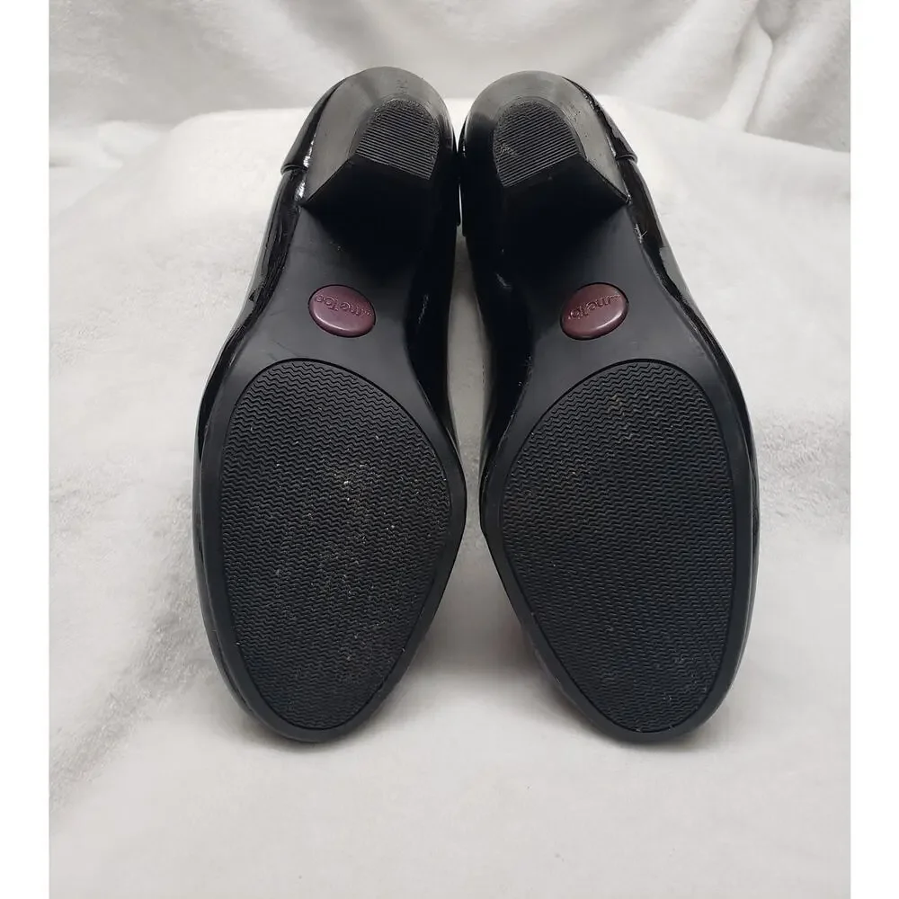 Me Too Black Patent Leather Heels 7 Office Siren 90s Minimalist Fairy Chunky